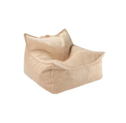 Fauteuil Pouf Ottoman En Velours Côtelé - Beige