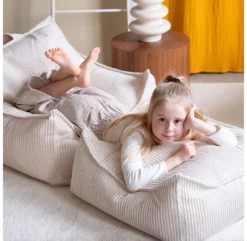 Fauteuil Pouf Ottoman En Velours Côtelé - Beige -LES ENFANTS DU DESIGN Soldes fauteuil pouf velours cotele ecru wigiwama 3 1264x1234 1