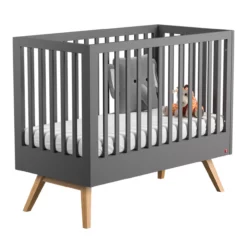 VOX Lit Bébé évolutif 70 X 140 Nature - Gris Anthracite