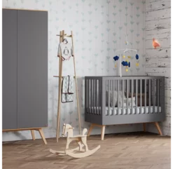 VOX Lit Bébé évolutif 70 X 140 Nature - Gris Anthracite -LES ENFANTS DU DESIGN Soldes lit bebe 70x140 nature grey vox 3 1264x1234
