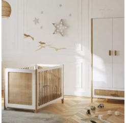 Lit Bébé évolutif Cèdre Et Rotin Océania 60x120cm - Blanc -LES ENFANTS DU DESIGN Soldes lit bebe evolutif oceania theo 60x120 5 1264x1234