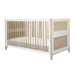 Lit Bébé évolutif Cèdre Et Rotin Océania 70x140cm - Blanc