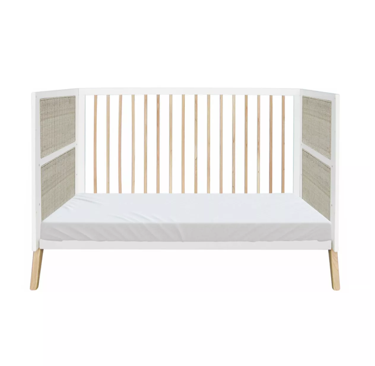 Lit Bébé évolutif Cèdre Et Rotin Marélia 70x140cm - Blanc 5 Lit Bébé évolutif Cèdre Et Rotin Marélia 70x140cm - Blanc – Image 3