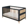 Lit Bébé évolutif Bois Et Cannage Rotin Nami 70x140cm - Noir -LES ENFANTS DU DESIGN Soldes lit bebe evolutif rotin nami anthracite 70x140 theo 1 1264x1234