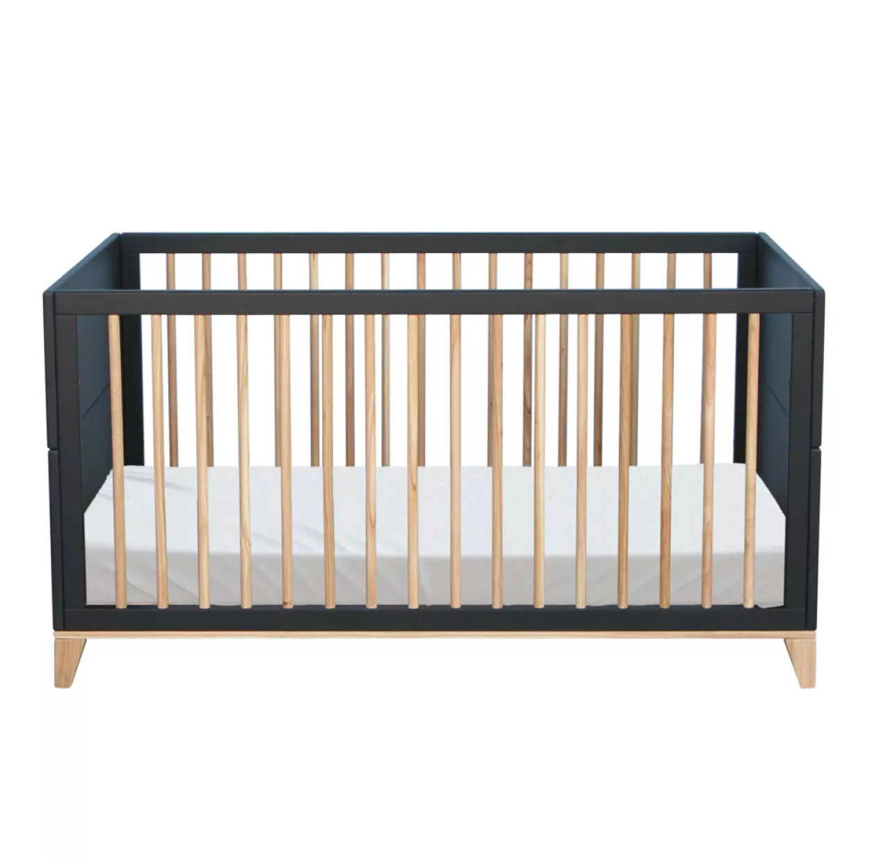 Lit Bébé évolutif Bois Et Cannage Rotin Nami 70x140cm - Noir 5 Lit Bébé évolutif Bois Et Cannage Rotin Nami 70x140cm - Noir – Image 3