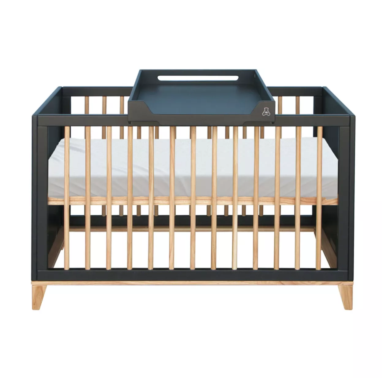 Lit Bébé évolutif Bois Et Cannage Rotin Nami 70x140cm - Noir 6 Lit Bébé évolutif Bois Et Cannage Rotin Nami 70x140cm - Noir – Image 4