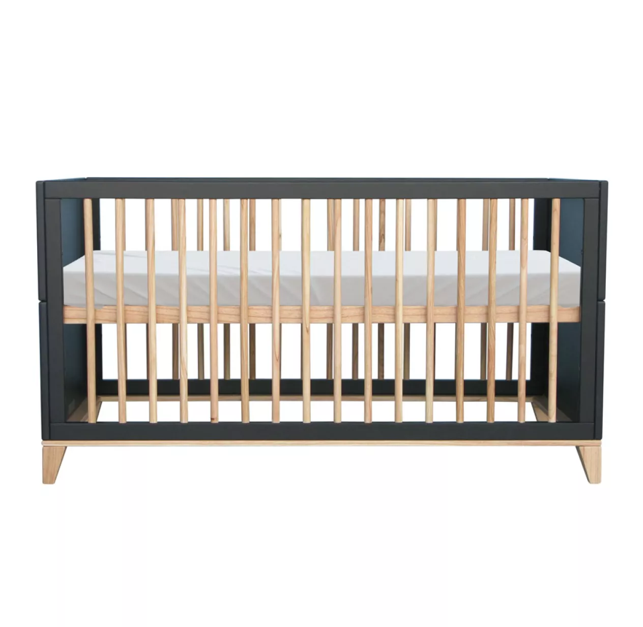 Lit Bébé évolutif Bois Et Cannage Rotin Nami 70x140cm - Noir 7 Lit Bébé évolutif Bois Et Cannage Rotin Nami 70x140cm - Noir – Image 5