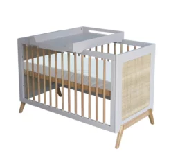 Lit Bébé évolutif Cèdre Et Rotin Marélia 60x120cm - Lune -LES ENFANTS DU DESIGN Soldes lit bebe rotin marelia gris perle 60x120 theo 4 1264x1234