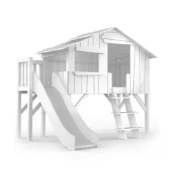 Lit Cabane Et Toboggan Plateforme - Blanc