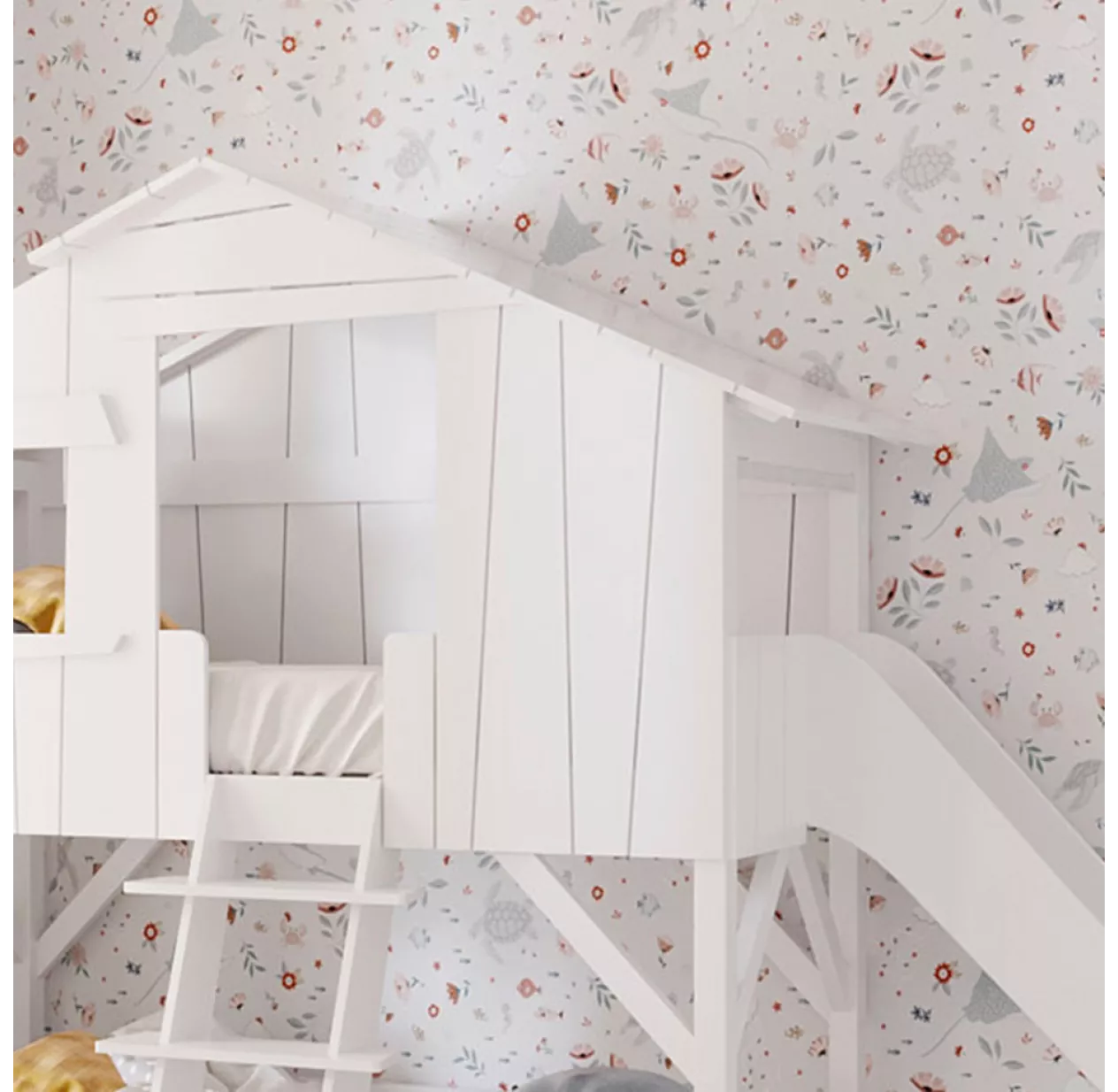 Lit Cabane Avec Toboggan - Gris Ciment 4 Lit Cabane Avec Toboggan - Gris Ciment – Image 2