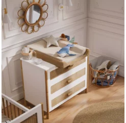 Commode En Bois Et Cannage Rotin Nami - Blanc -LES ENFANTS DU DESIGN Soldes plan a langer rotin theo 2 1264x1234