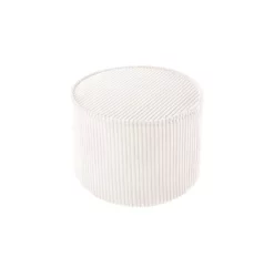Pouf En Velours Côtelé - Ecru