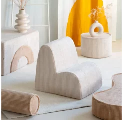 Pouf En Velours Côtelé - Ecru -LES ENFANTS DU DESIGN Soldes pouf cylindrique velours cotele ecru wigiwama 3 1264x1234