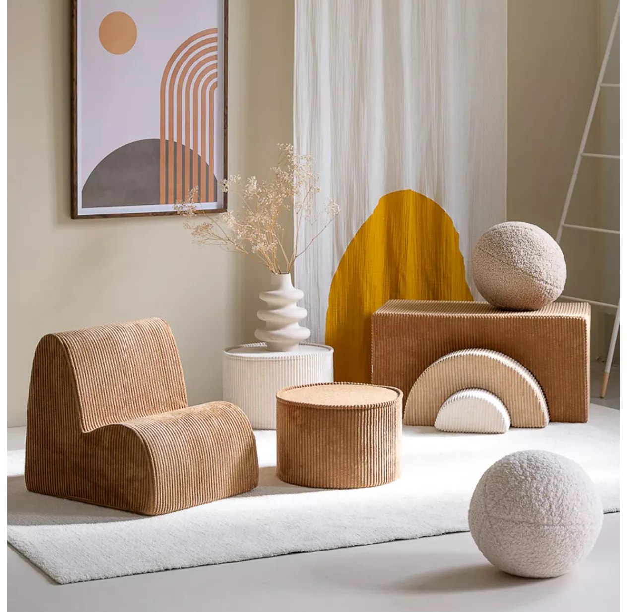 Pouf En Velours Côtelé - Toffee 4 Pouf En Velours Côtelé - Toffee – Image 2