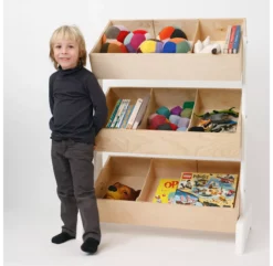 Toy Store Coffre à Jouets - Blanc/Bouleau -LES ENFANTS DU DESIGN Soldes rangement jouets toystore oeuf nyc bouleau 2 1264x1234