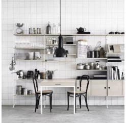 Table Murale Pliante - Frêne / Blanc -LES ENFANTS DU DESIGN Soldes table murale pliante ash white string 3 1264x1234