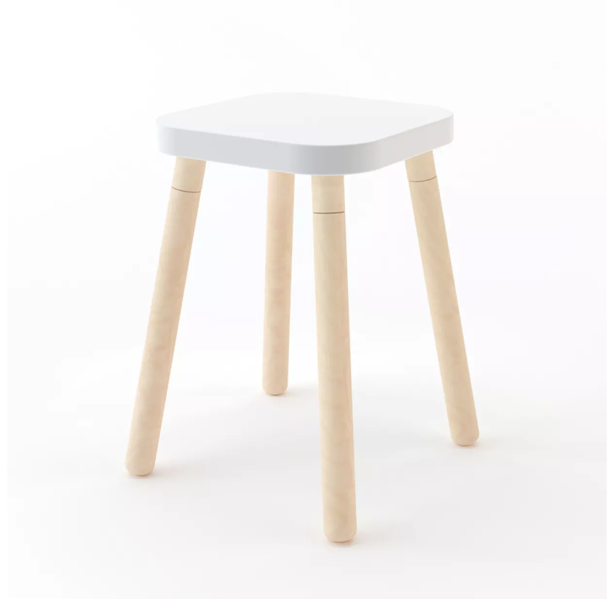 Tabouret Carré évolutif - Blanc/Bouleau 4 Tabouret Carré évolutif - Blanc/Bouleau – Image 2