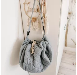 Play&Go Sac - Tapis D'éveil Organic - Bleu Gris -LES ENFANTS DU DESIGN Soldes tapis sac de jeux organic bleu play and go 4 1264x1234